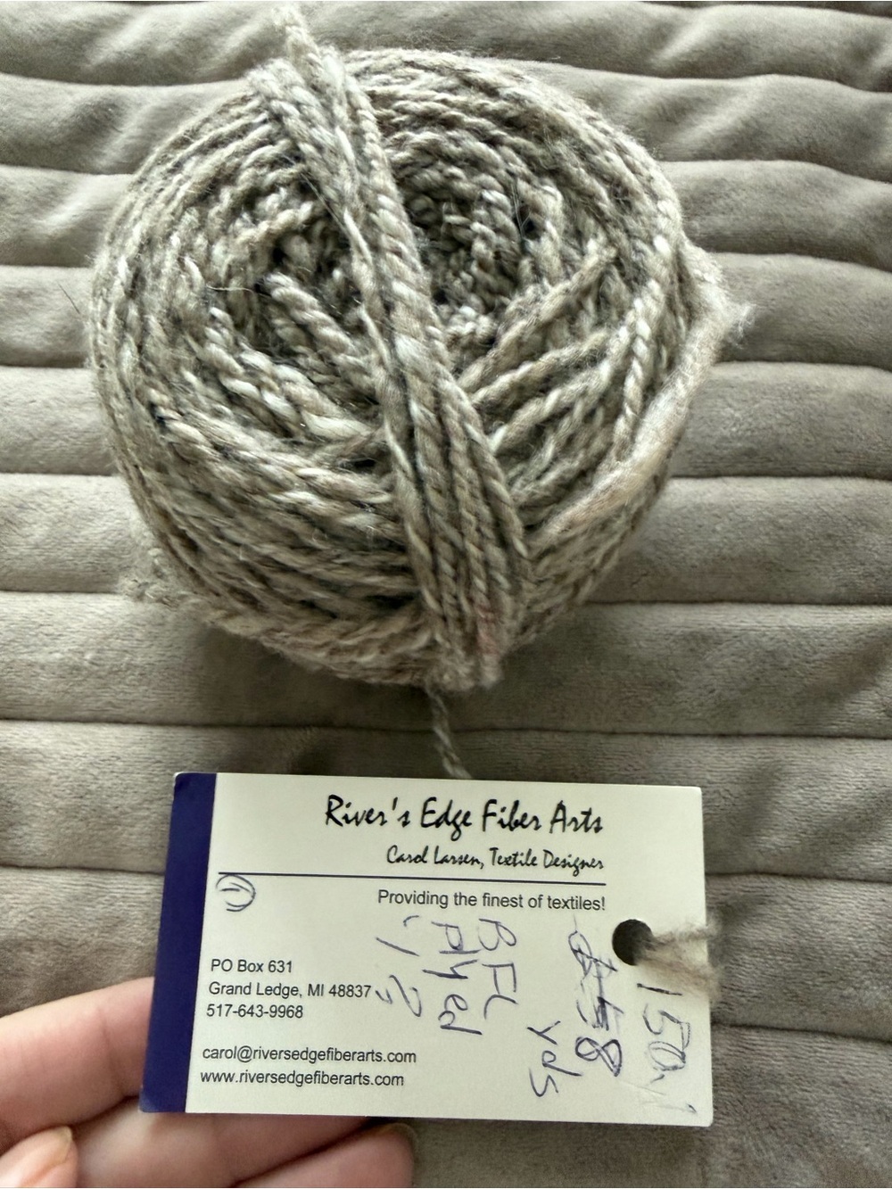 Rivers edge Natural Cream Handspun Yarn Ball